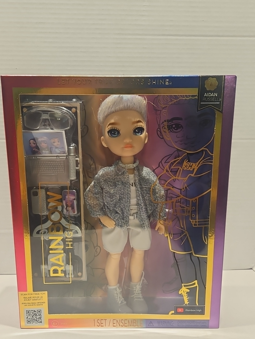 NWT-Rainbow High Aidan Russell Silver-Gray Fashion Doll